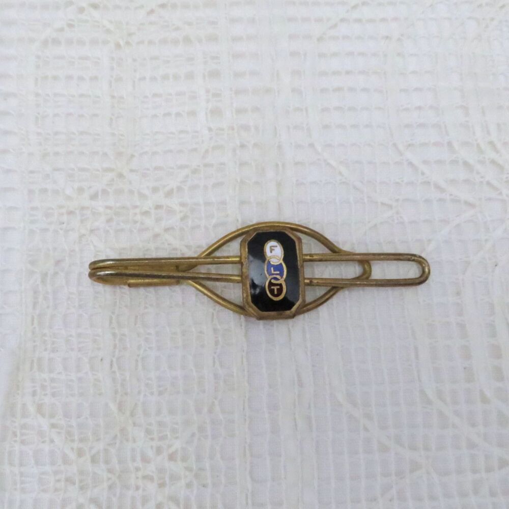 Vintage Odd Fellows Tie Clip Gold Tone Tarnished
